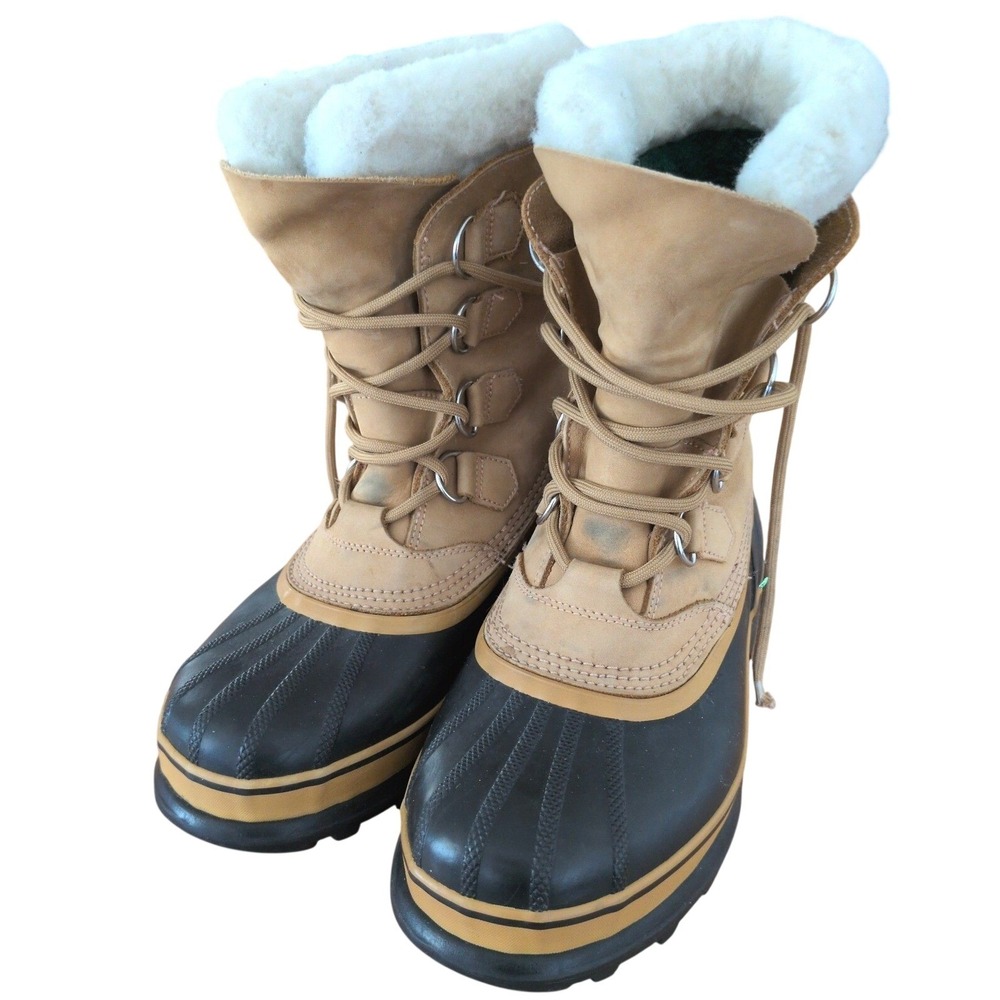 Sorel Caribou Snow Boots Womens 8 Waterproof Leather Shearling Lined Winter Buff
